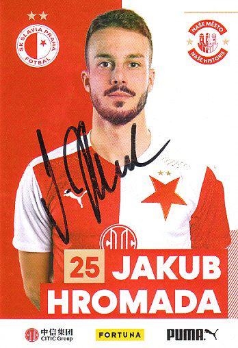 Jakub Hromada SK Slavia Praha 2020/21 Podpisova karta Autogram