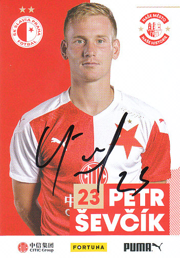 Petr Sevcik SK Slavia Praha 2020/21 Podpisova karta Autogram