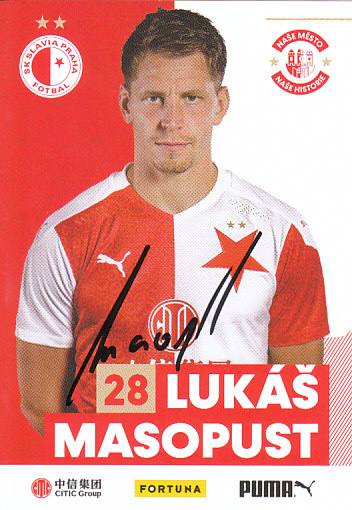 Lukas Masopust SK Slavia Praha 2020/21 Podpisova karta Autogram