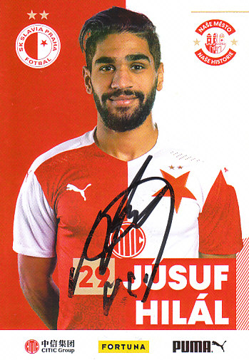 Jusuf Hilal SK Slavia Praha 2020/21 Podpisova karta Autogram