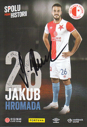 Jakub Hromada SK Slavia Praha 2018/19 podzim Podpisova karta Autogram