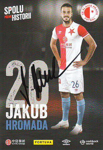 Jakub Hromada SK Slavia Praha 2018/19 podzim Podpisova karta Autogram