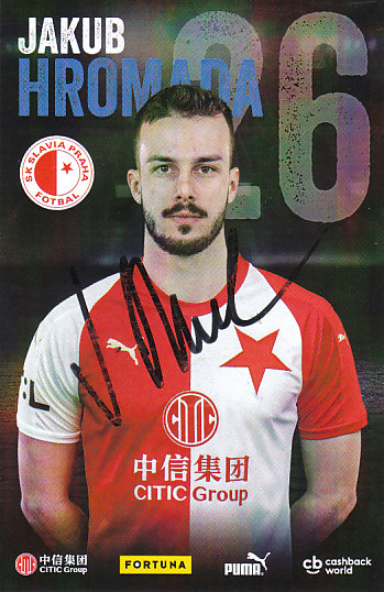 Jakub Hromada SK Slavia Praha 2018/19 jaro Podpisova karta Autogram