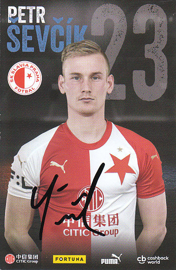Petr Sevcik SK Slavia Praha 2019/20 podzim Podpisova karta Autogram