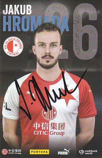 Jakub Hromada SK Slavia Praha 2019/20 podzim Podpisova karta Autogram