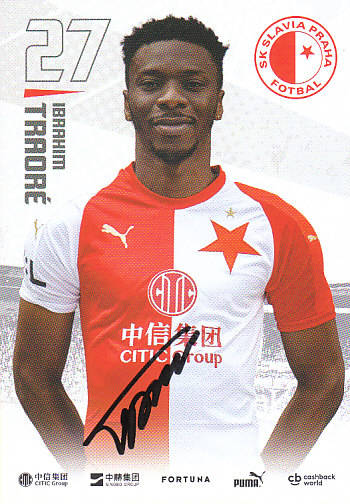 Ibrahim Traore SK Slavia Praha 2019/20 Podpisova karta Autogram