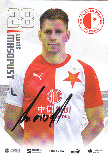 Lukas Masopust SK Slavia Praha 2019/20 Podpisova karta Autogram