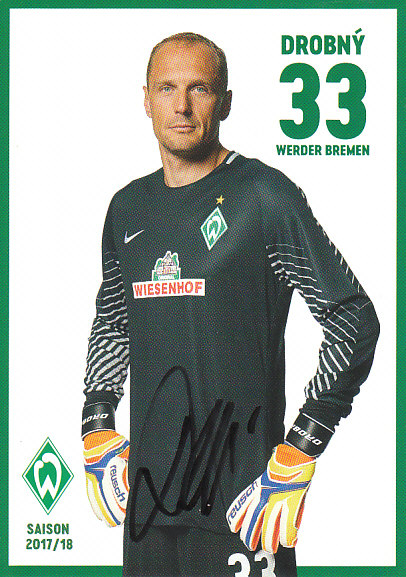 Jaroslav Drobny Werder Bremen 2017/18 Podpisova karta autogram