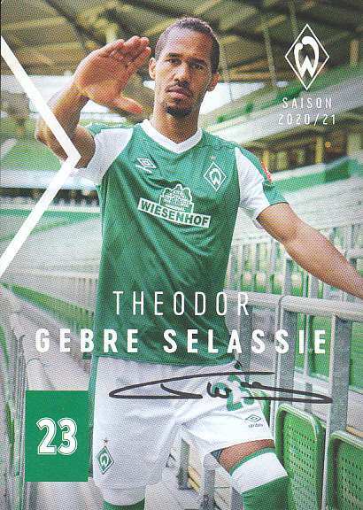 Theodor Gebre Selassie Werder Bremen 2020/21 Podpisova karta autogram