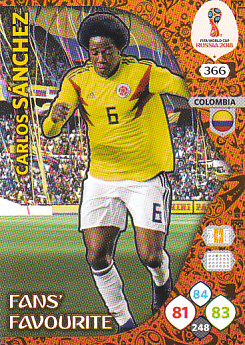 Carlos Sánchez Colombia Panini 2018 World Cup Fans' Favourite #366