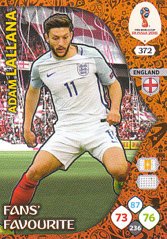 Adam Lallana England Panini 2018 World Cup Fans' Favourite #372