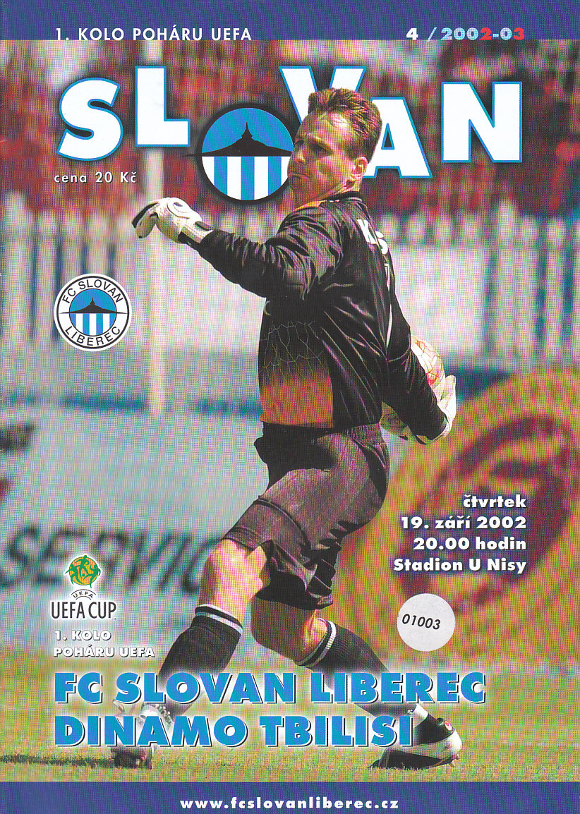 Program FC Slovan Liberec - Dinamo Tbilisi Pohar UEFA 2002/03