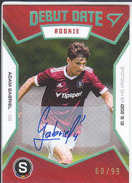 Adam Gabriel Sparta Praha SportZoo FORTUNA:LIGA 2021/22 1. serie Debut Date Rookie Auto /99 #DR01