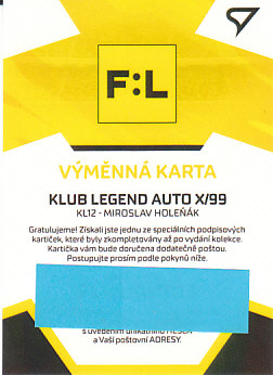 Miroslav Holenak Slovan Liberec SportZoo FORTUNA:LIGA 2021/22 1. serie Klub Legend Auto /99 #KL-12