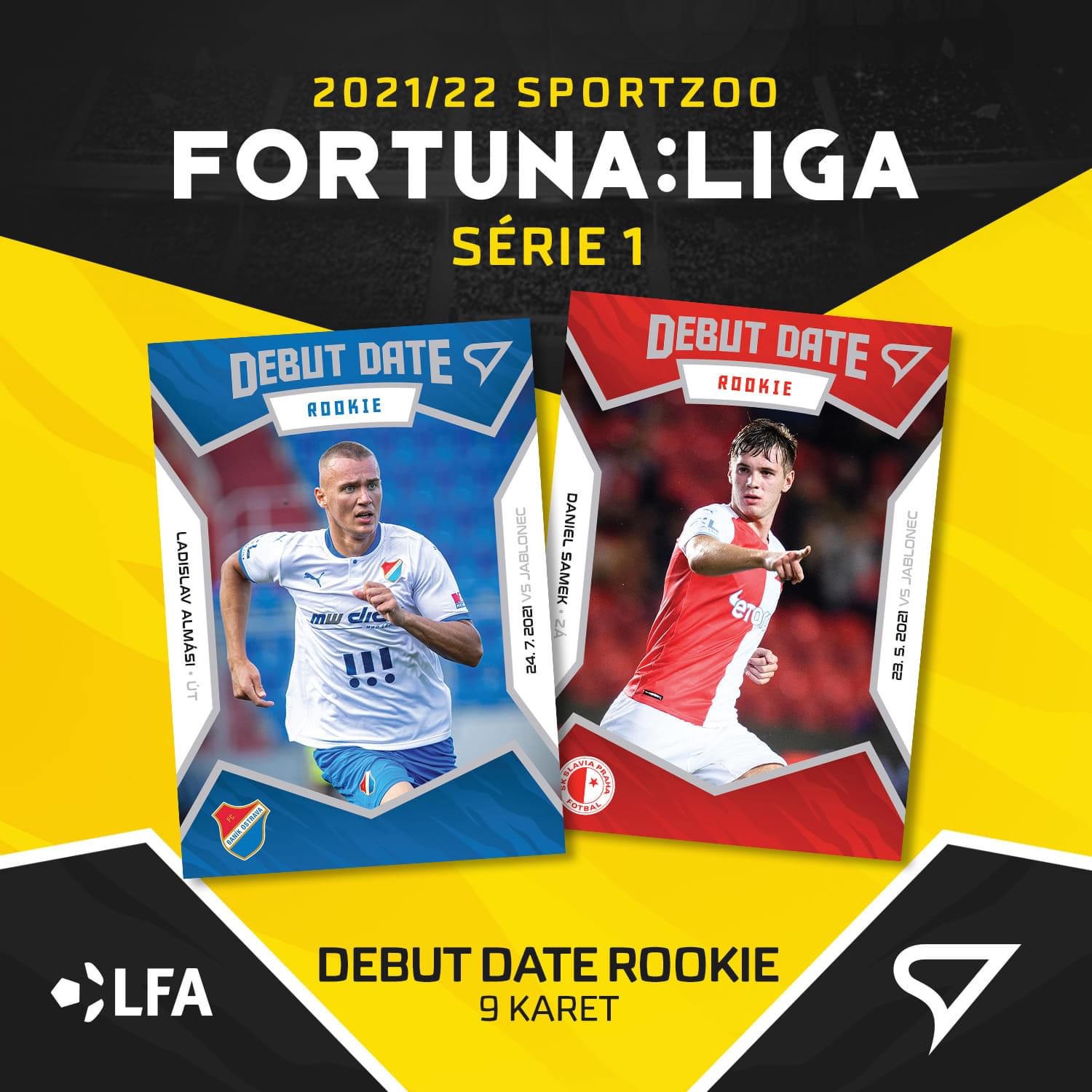 Debut Date Rookie kompletni set 9 karet SportZoo FORTUNA:LIGA 2021/22 1. serie