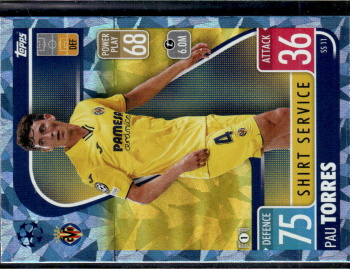 Pau Torres Villarreal 2021/22 Topps Match Attax ChL Extra Shirt Service / Crystal Parallel #SS11