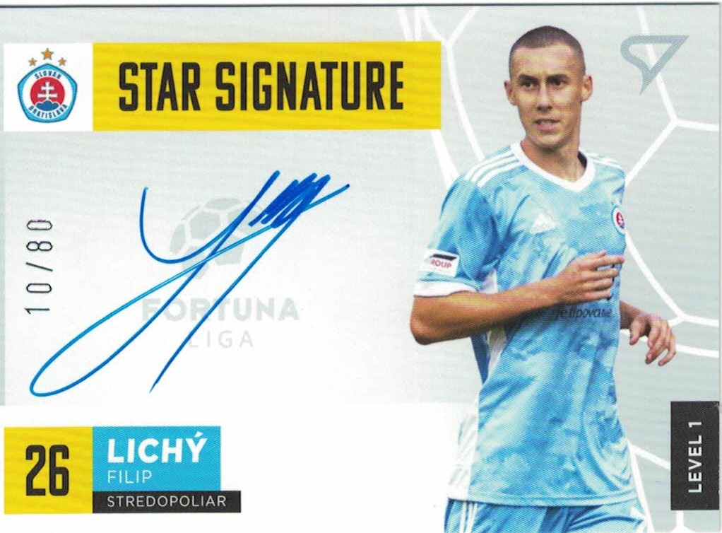 Filip Lichy Slovan Bratislava SportZoo Fortuna Liga 2021/22 Star Signature Level 1 /80 #S1-FL