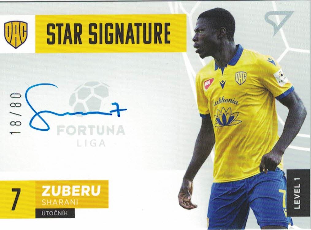 Sharani Zuberu Dunajska Streda SportZoo Fortuna Liga 2021/22 Star Signature Level 1 /80 #S1-SZ