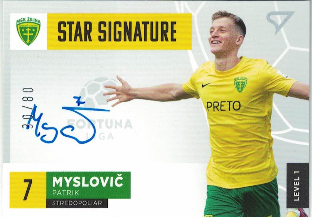 Patrik Myslovic Zilina SportZoo Fortuna Liga 2021/22 Star Signature Level 1 /80 #S1-PM