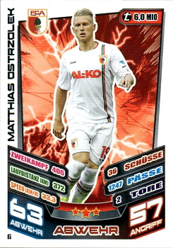 Matthias Ostrzolek FC Augsburg 2013/14 Topps MA Bundesliga #6