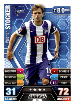 Valentin Stocker Hertha Berlin 2014/15 Topps MA Bundesliga #33