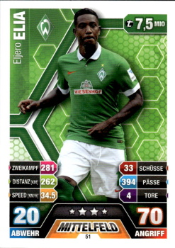 Eljero Elia Werder Bremen 2014/15 Topps MA Bundesliga #51