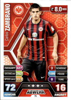 Carlos Zambrano Eintracht Frankfurt 2014/15 Topps MA Bundesliga #76