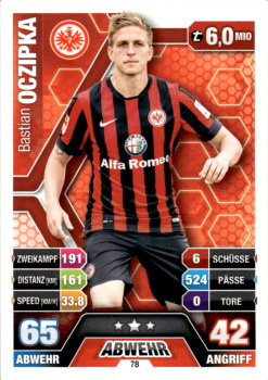 Bastian Oczipka Eintracht Frankfurt 2014/15 Topps MA Bundesliga #78