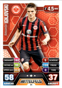Aleksandar Ignjovski Eintracht Frankfurt 2014/15 Topps MA Bundesliga #84