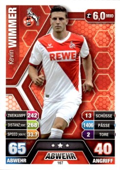 Kevin Wimmer 1. FC Koln 2014/15 Topps MA Bundesliga #167