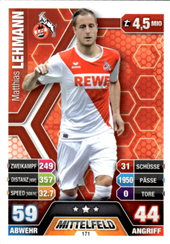 Matthias Lehmann 1. FC Koln 2014/15 Topps MA Bundesliga #171