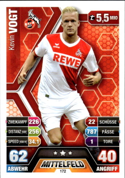 Kevin Vogt 1. FC Koln 2014/15 Topps MA Bundesliga #172