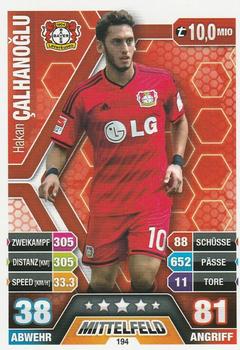 Hakan Calhanoglu Bayer 04 Leverkusen 2014/15 Topps MA Bundesliga #194