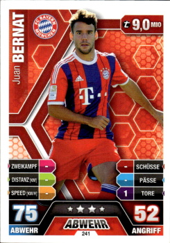 Juan Bernat Bayern Munchen 2014/15 Topps MA Bundesliga #241