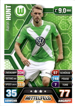 Aaron Hunt VfL Wolfsburg 2014/15 Topps MA Bundesliga #317
