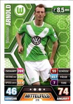 Maximilian Arnold VfL Wolfsburg 2014/15 Topps MA Bundesliga #319