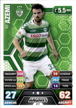 Ilir Azemi Greuther Furth 2014/15 Topps MA Bundesliga #411