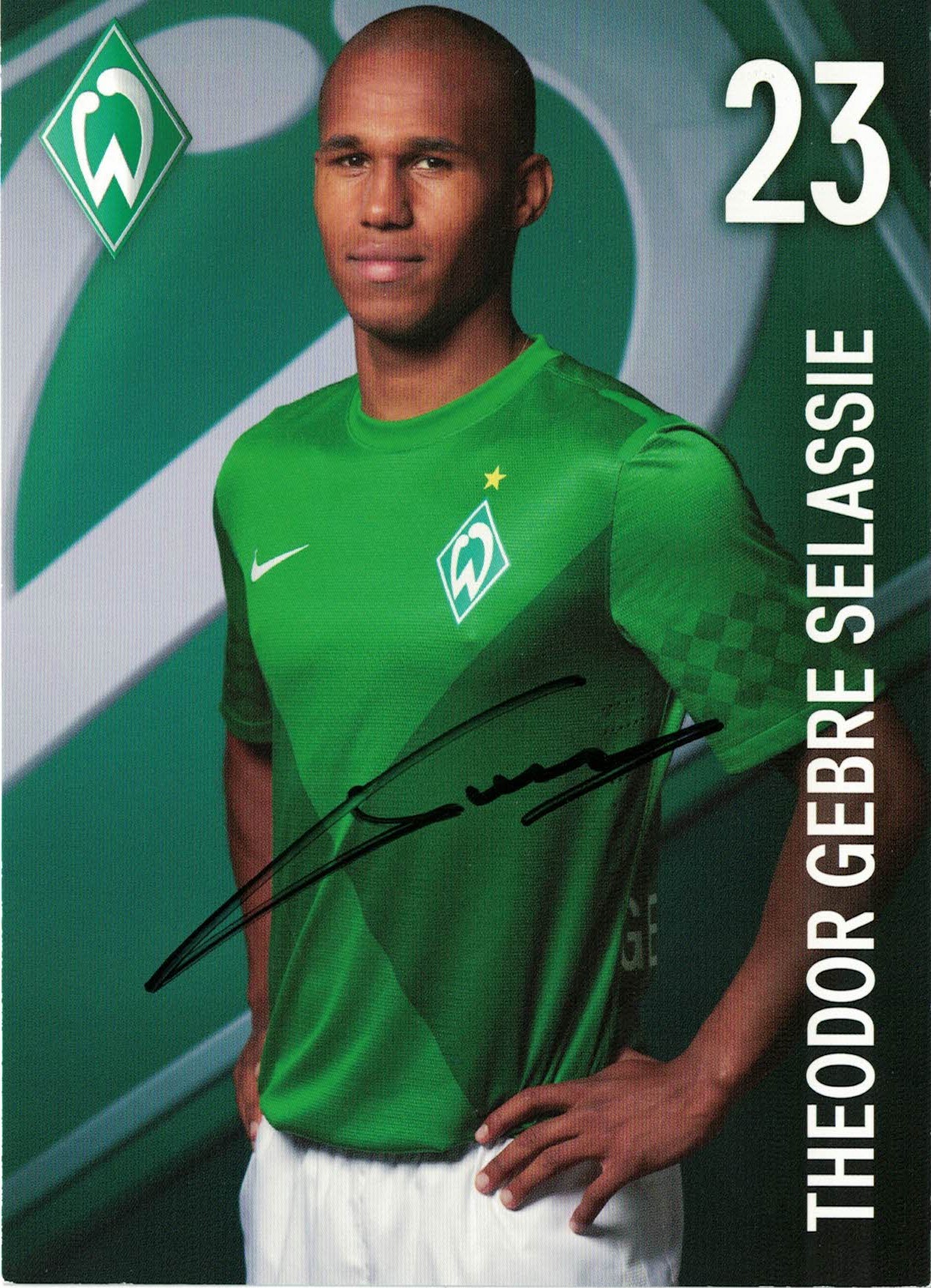 Theodor Gebre Selassie Werder Bremen 2012/13 Podpisova karta autogram