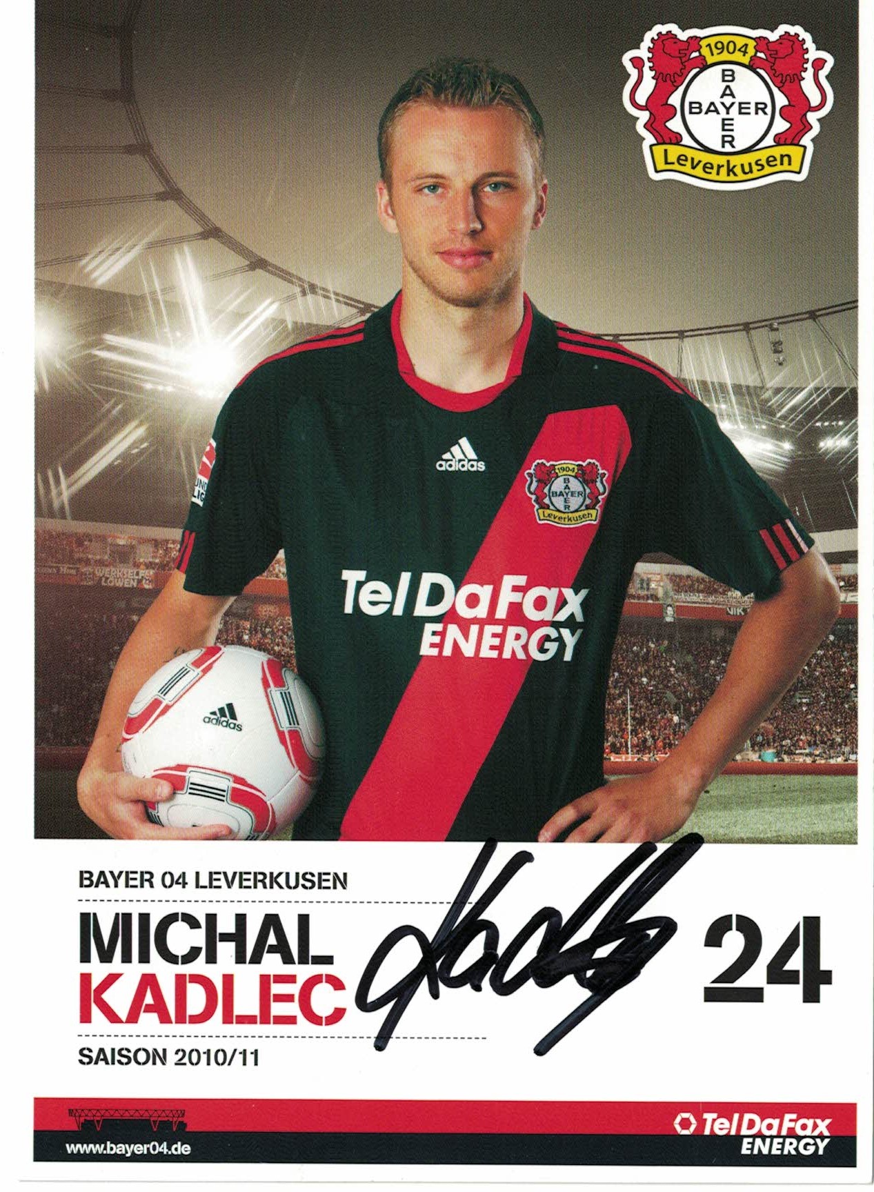 Michal Kadlec Bayer 04 Leverkusen 2010/11 Podpisova karta autogram