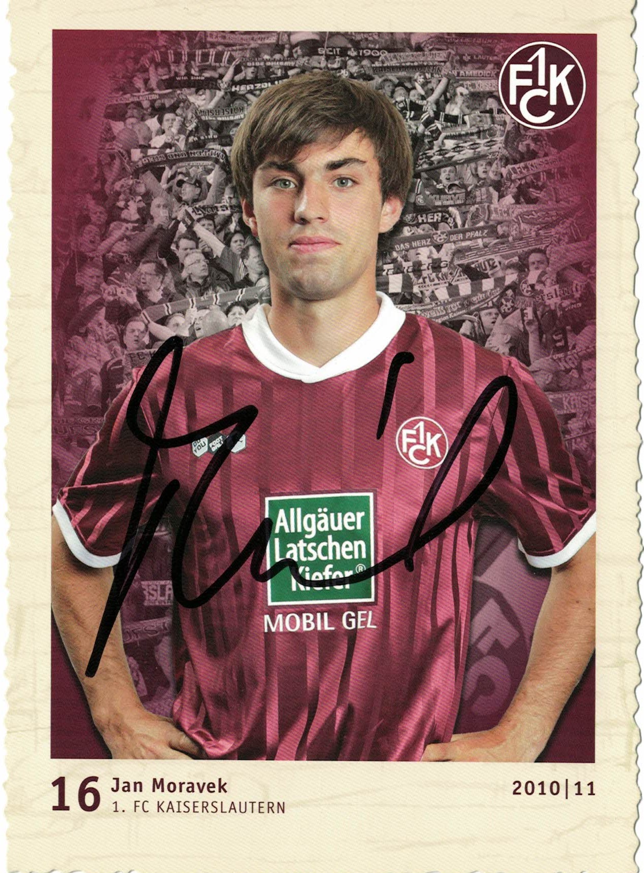 Jan Moravek 1. FC Kaiserslautern 2010/11 Podpisova karta autogram