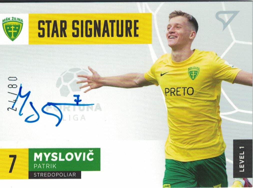 Patrik Myslovic Zilina SportZoo Fortuna Liga 2021/22 Star Signature Level 1 /80 #S1-PM