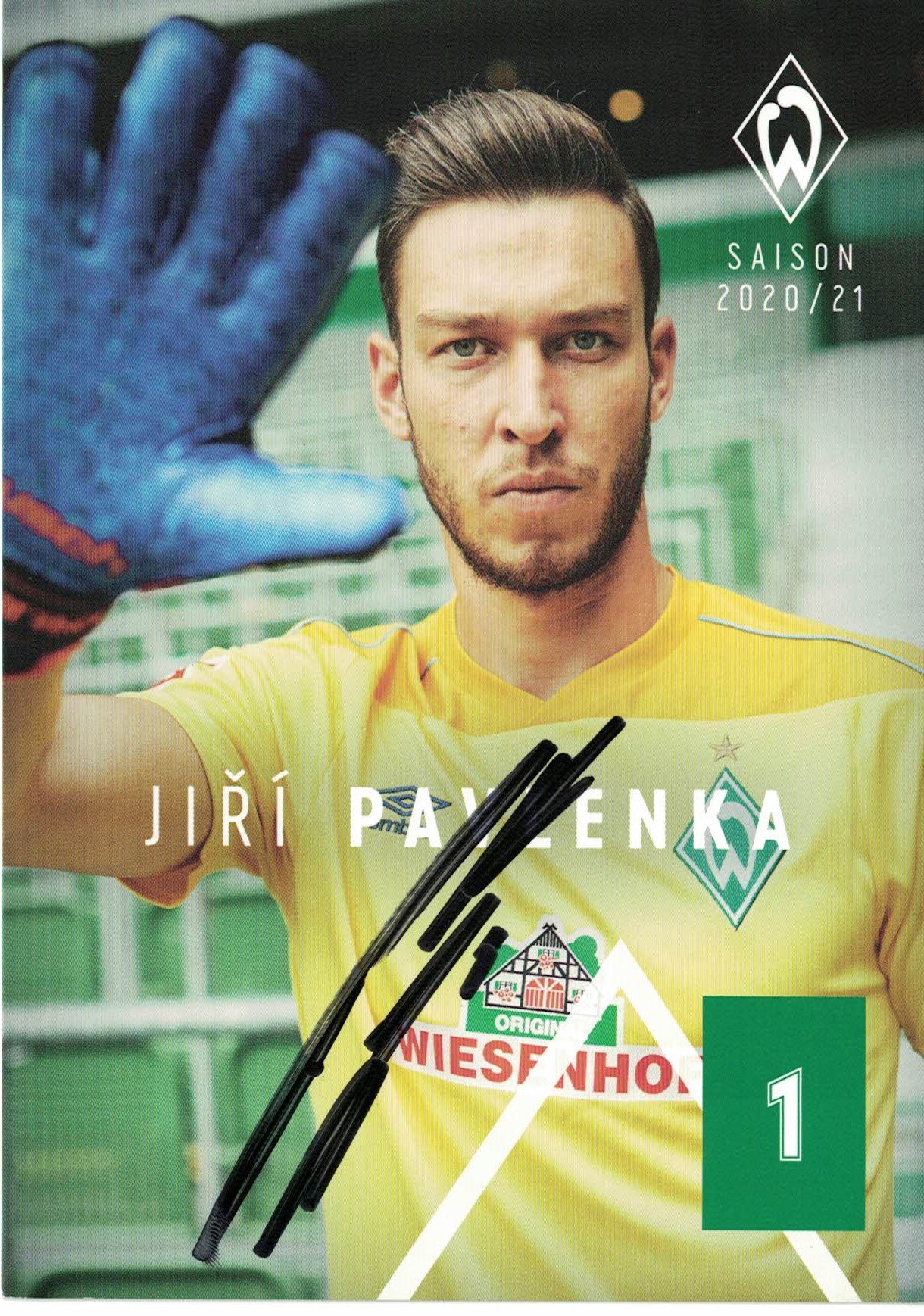 Jiri Pavlenka Werder Bremen 2020/21 Podpisova karta autogram