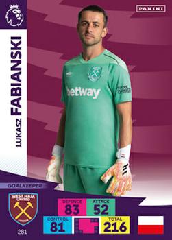 Lukasz Fabianski West Ham United 2020/21 Panini Adrenalyn XL #281