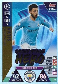 Bernardo Silva Manchester City 2018/19 Topps Match Attax CL UCL Group Stage Hero #206