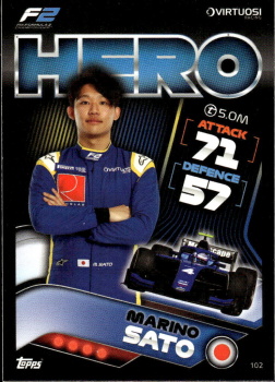 Marino Sato Virtousi Racing Topps F1 Turbo Attax 2022 F2 Teams #102