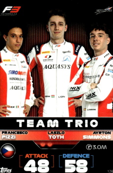Francesco Pizzi, Laszlo Toth & Ayrton Simmons Charouz Racing System Topps F1 Turbo Attax 2022 F3 Team Trios #126