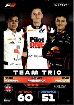 Nazim Azman, Kaylen Frederick & Isack Hadjar Hitech Grand Prix Topps F1 Turbo Attax 2022 F3 Team Trios #127