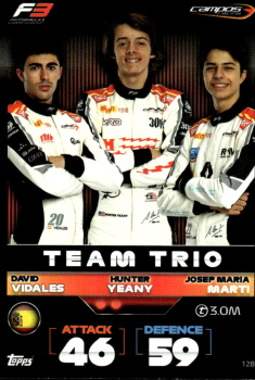 David Vidales, Hunter Yeany & Josep Maria Marti Campos Racing Topps F1 Turbo Attax 2022 F3 Team Trios #128