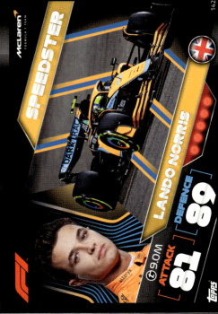 Lando Norris McLaren Topps F1 Turbo Attax 2022 F1 Speedster #142