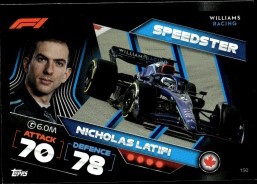 Nicholas Latifi Williams Topps F1 Turbo Attax 2022 F1 Speedster #150
